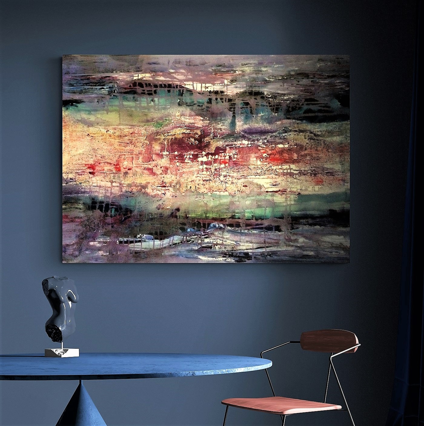 Water Abstract schilderij 140 100 cm Pars Blauw Rood